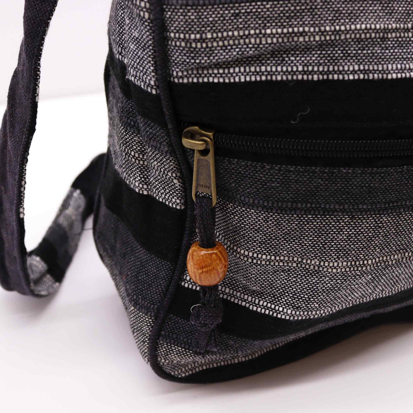 Handmade Eco-Friendly Cotton Nepalese Style Sling Bag with an Adjustable Strap - Large / Mountain Granite product packaging on clean background from Quintessential Holistic Health Ltd