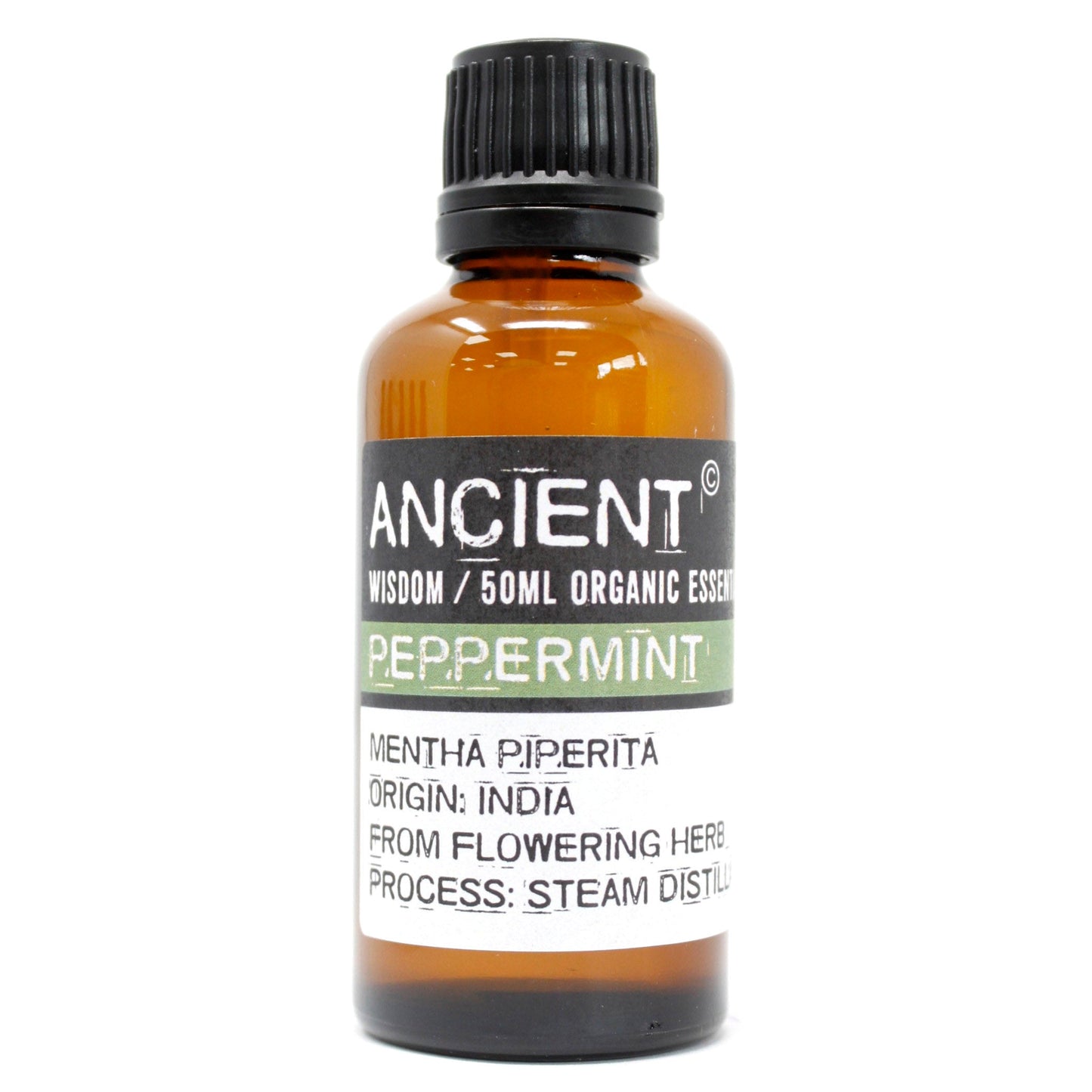 50ml Organic Essential Oil - Peppermint product packaging on clean background from Quintessential Holistic Health Ltd