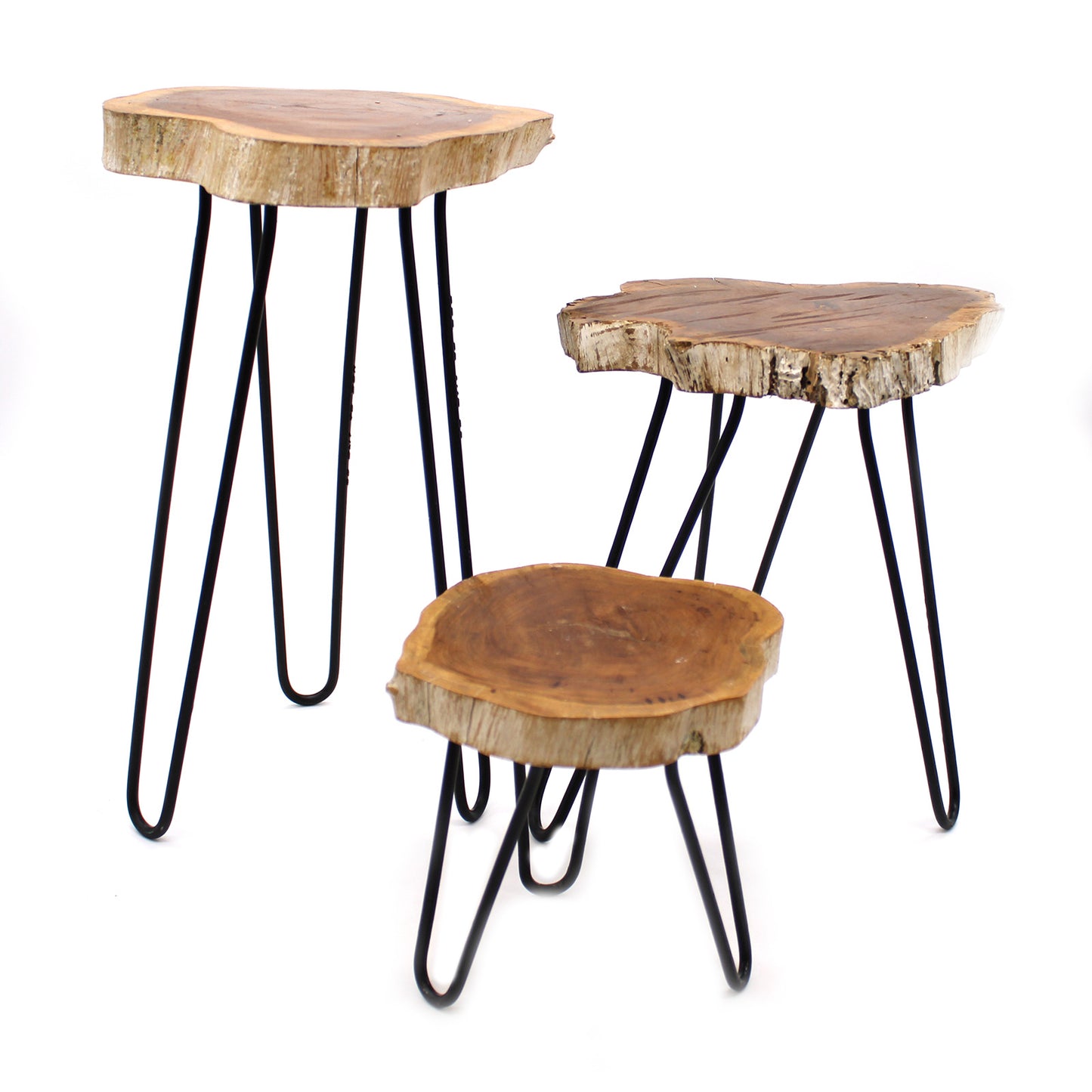 Set of 3 Eco-Friendly Gamal or Albasia Wooden Plant Stands