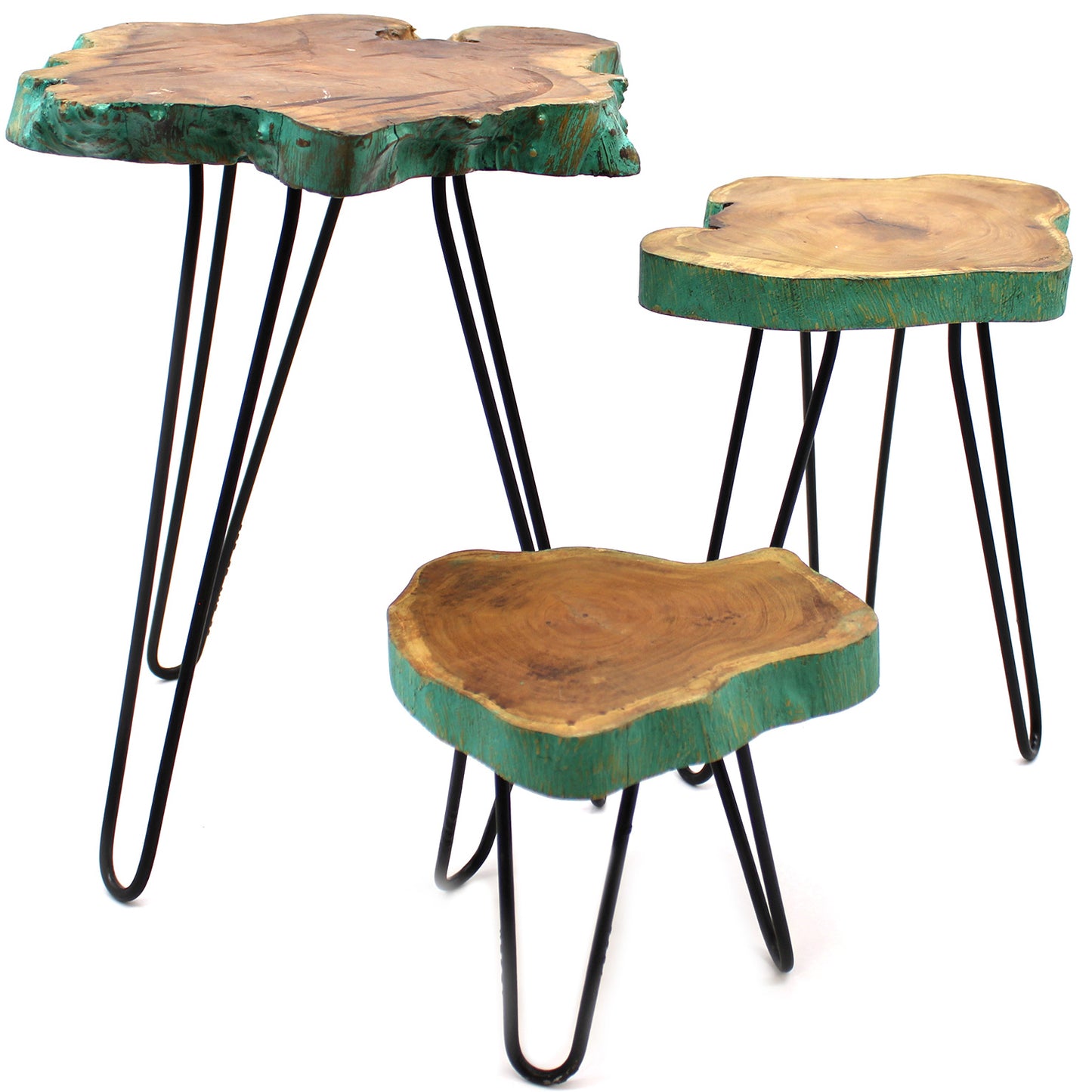 Set of 3 Eco-Friendly Gamal Wooden Plant Stands - Greenwash