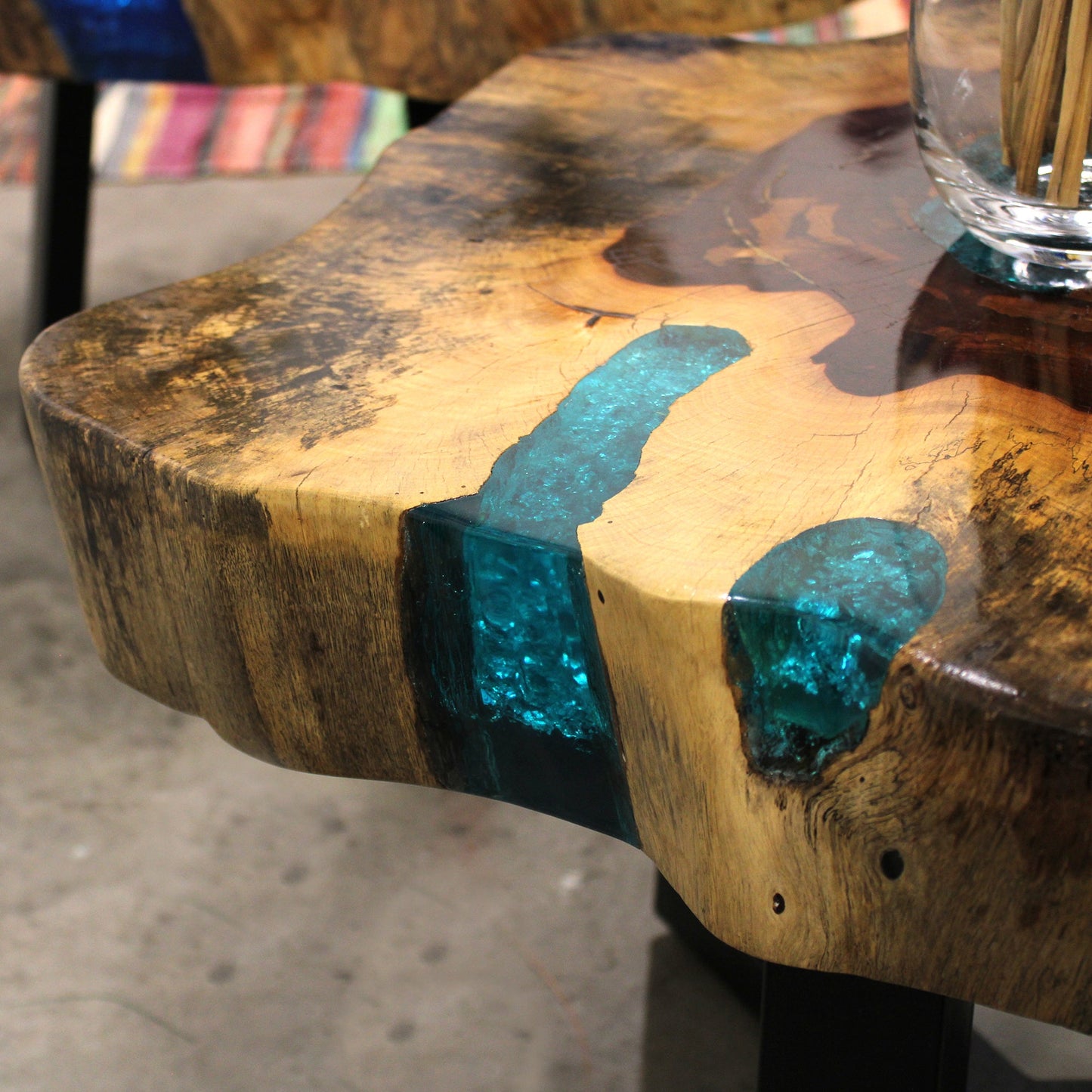 Tamarind and Resin Unique Coffee Table - Aqua product packaging on clean background from Quintessential Holistic Health Ltd