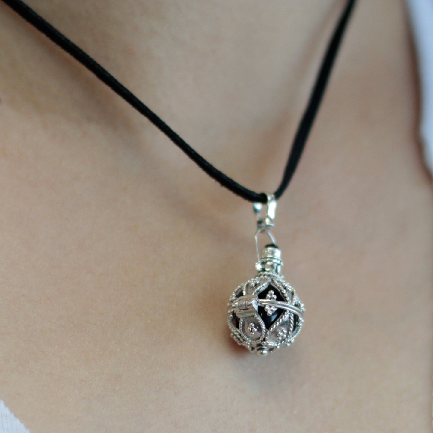 Medium Hand Made 925 Silver Angel Bells Pendant Necklace