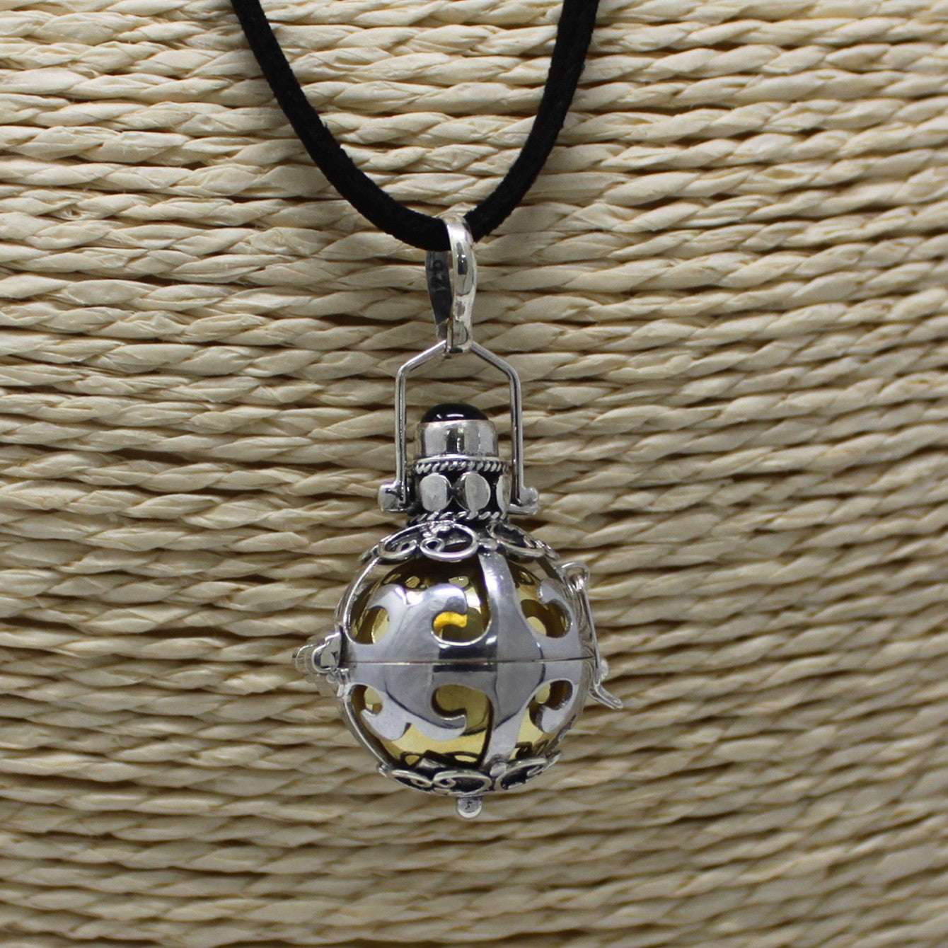 Large Hand Made 925 Silver Angel Bells Pendant Necklace
