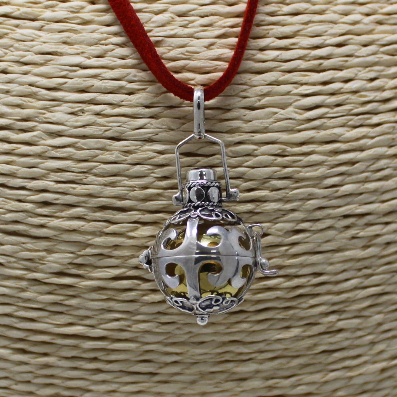 Large Hand Made 925 Silver Angel Bells Pendant Necklace
