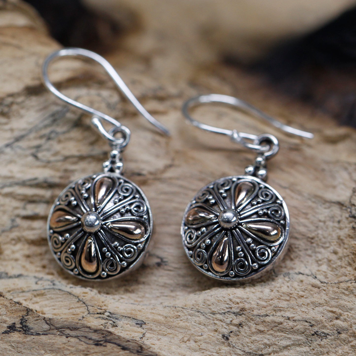 Hand Made 18k Gold and 925 Silver Earrings