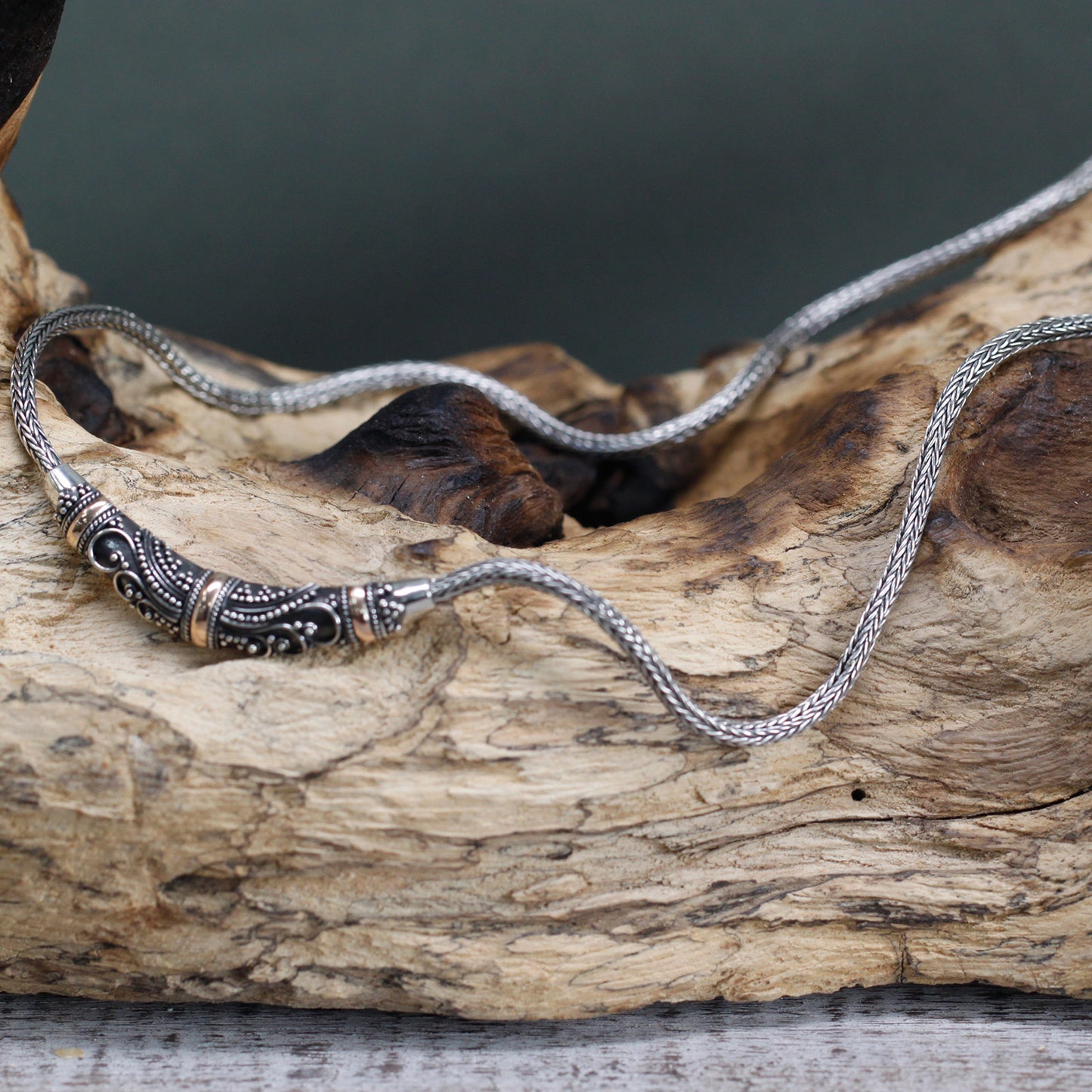 Hand Made Tribal 18k Gold and 925 Silver Unisex Necklace
