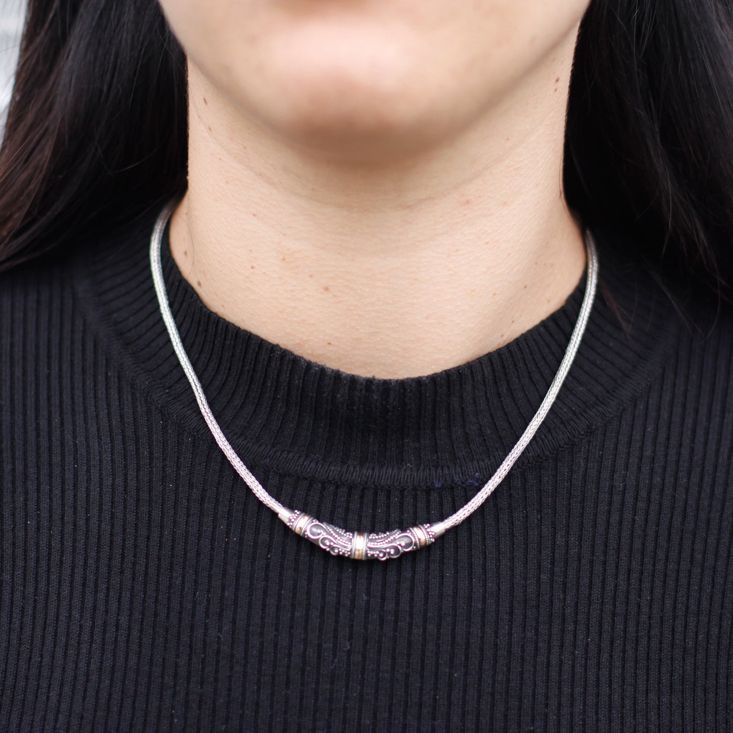 Hand Made Tribal 18k Gold and 925 Silver Unisex Necklace