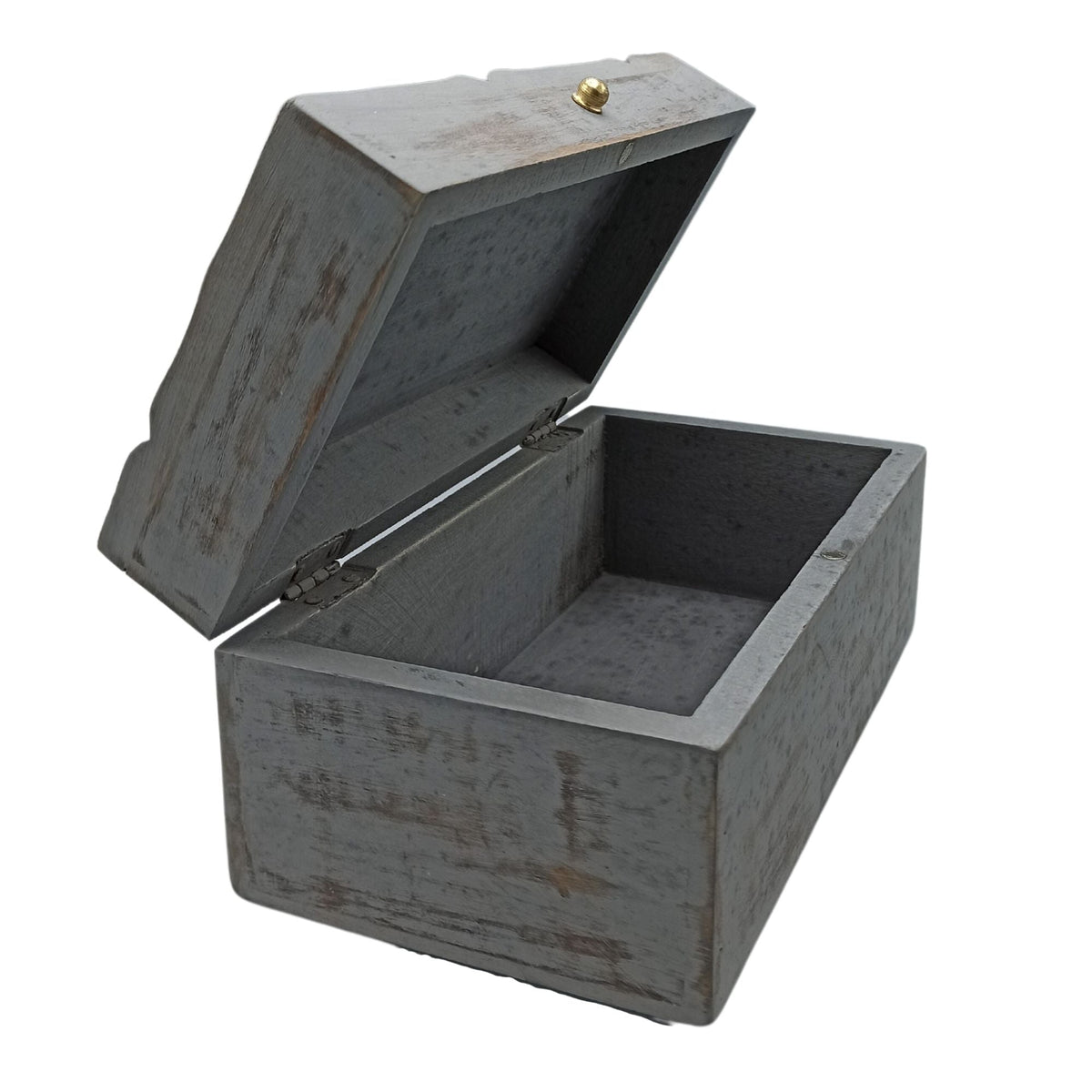 Vintage Deco Mango Wood Multi-Purpose Box - Grey Star open with carved star motifs and a grey interior by Quintessential Holistic Health Ltd