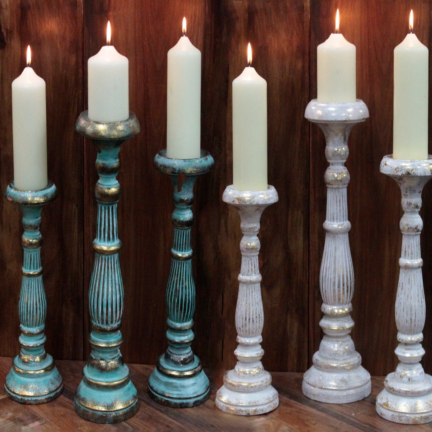 Handmade and Hand Painted Vintage Candle Stands / Various Sizes and Colours
