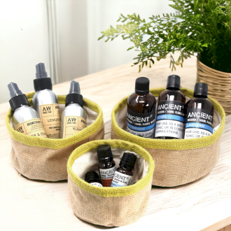 Set of 3 Natural Eco-Friendly Jute Baskets - Olive