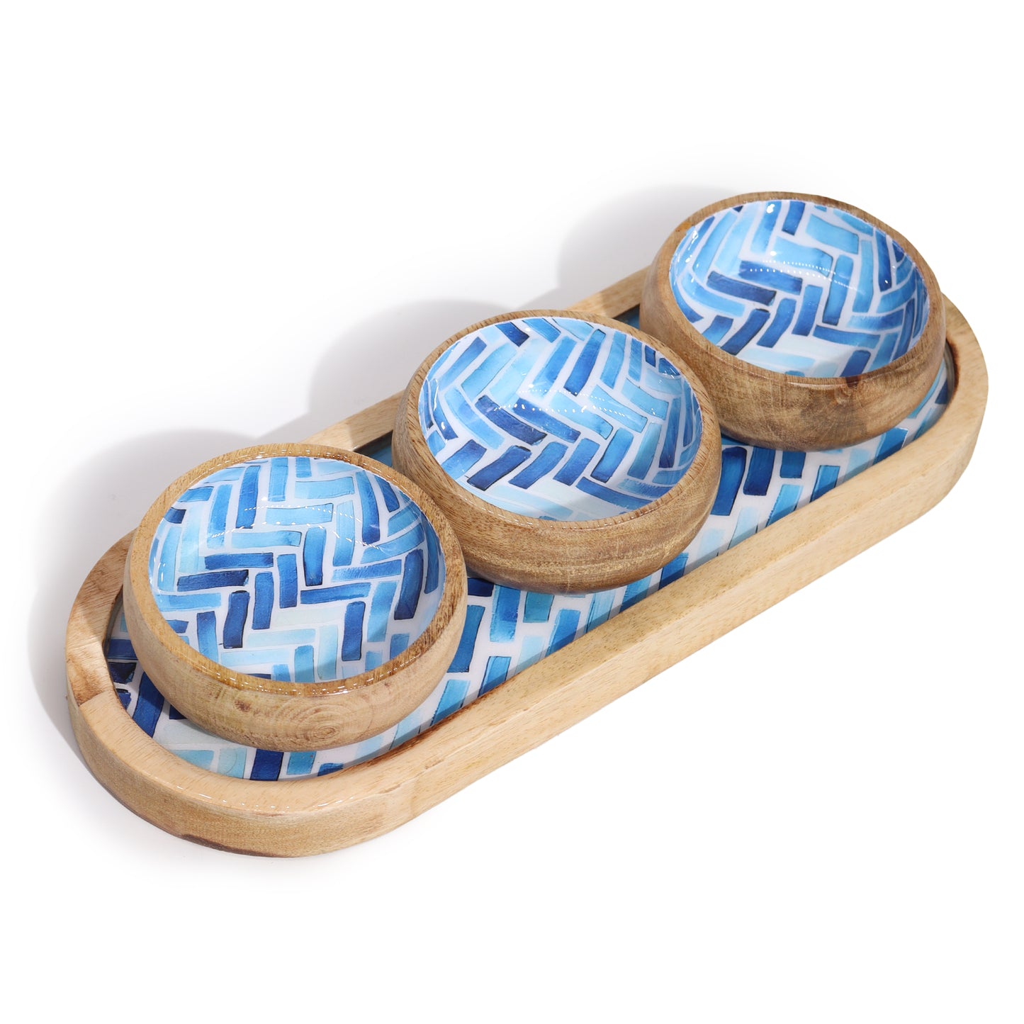 Mango Wood Coasters and Tray and Bowl Set