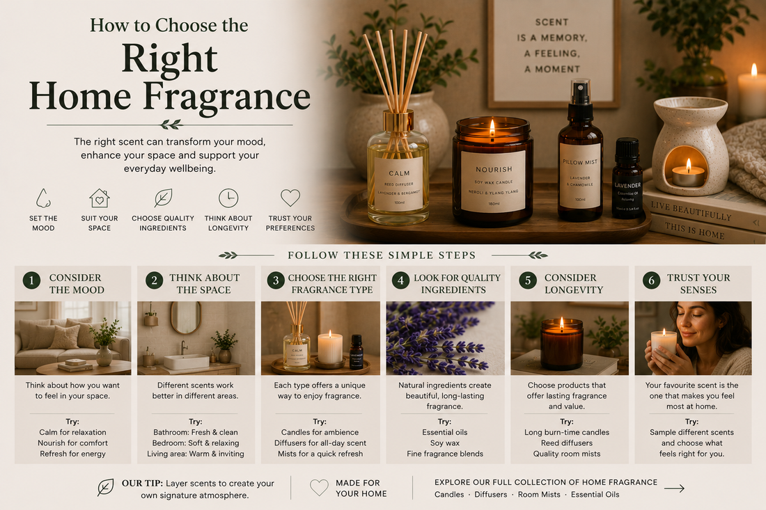 How to choose the right home fragrance with candles, reed diffusers, room mists and essential oils for a cosy and welcoming home atmosphere from Quintessential Holistic Health Ltd.