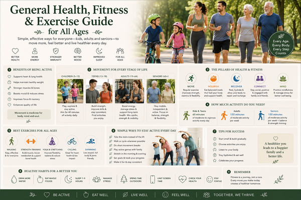 General health, fitness and exercise guide for all ages featuring family walking, cycling, healthy lifestyle habits and everyday wellness inspiration from Quintessential Holistic Health Ltd.