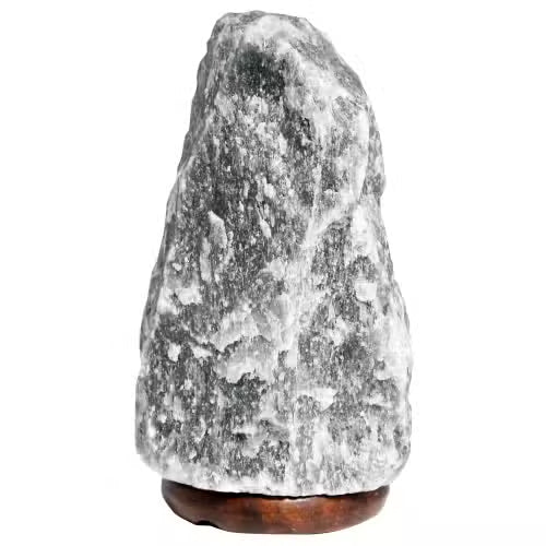 Hand Carved 240v Himalayan Salt Crystal Lamp with Base - Grey / 2Kg - 3Kg product packaging on clean background from Quintessential Holistic Health Ltd