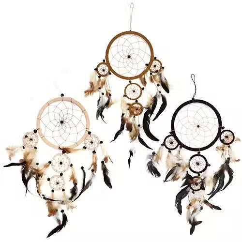 3 x Hand Crafted Dreamcatchers - Large / Round / Cream, Coffee and Chocolate product packaging on clean background from Quintessential Holistic Health Ltd