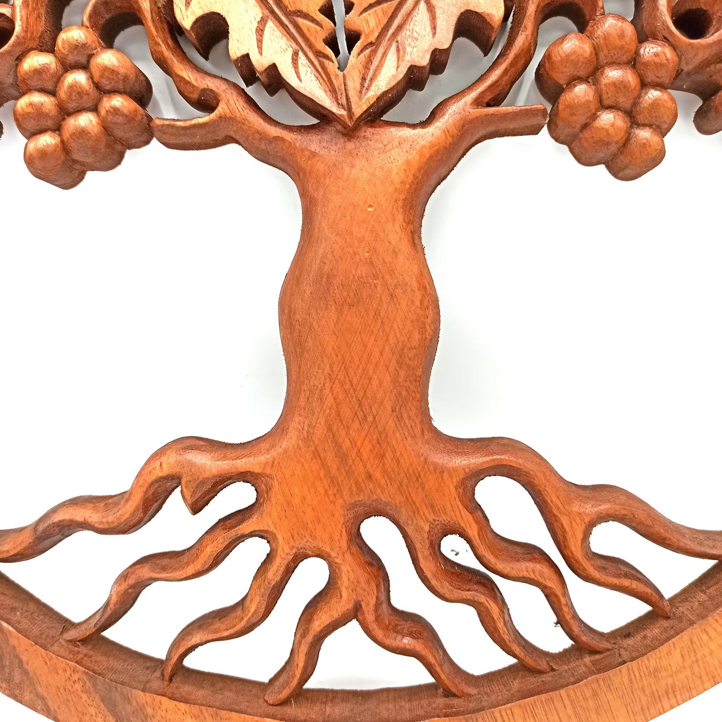 Tree of Life / Grapes - Handmade Decorative Suar Wooden Plaque - 40cm