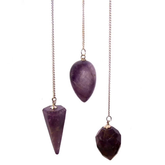 1 x Random Handmade Magic Radiesthesia Pendulum - Amethyst Gemstone