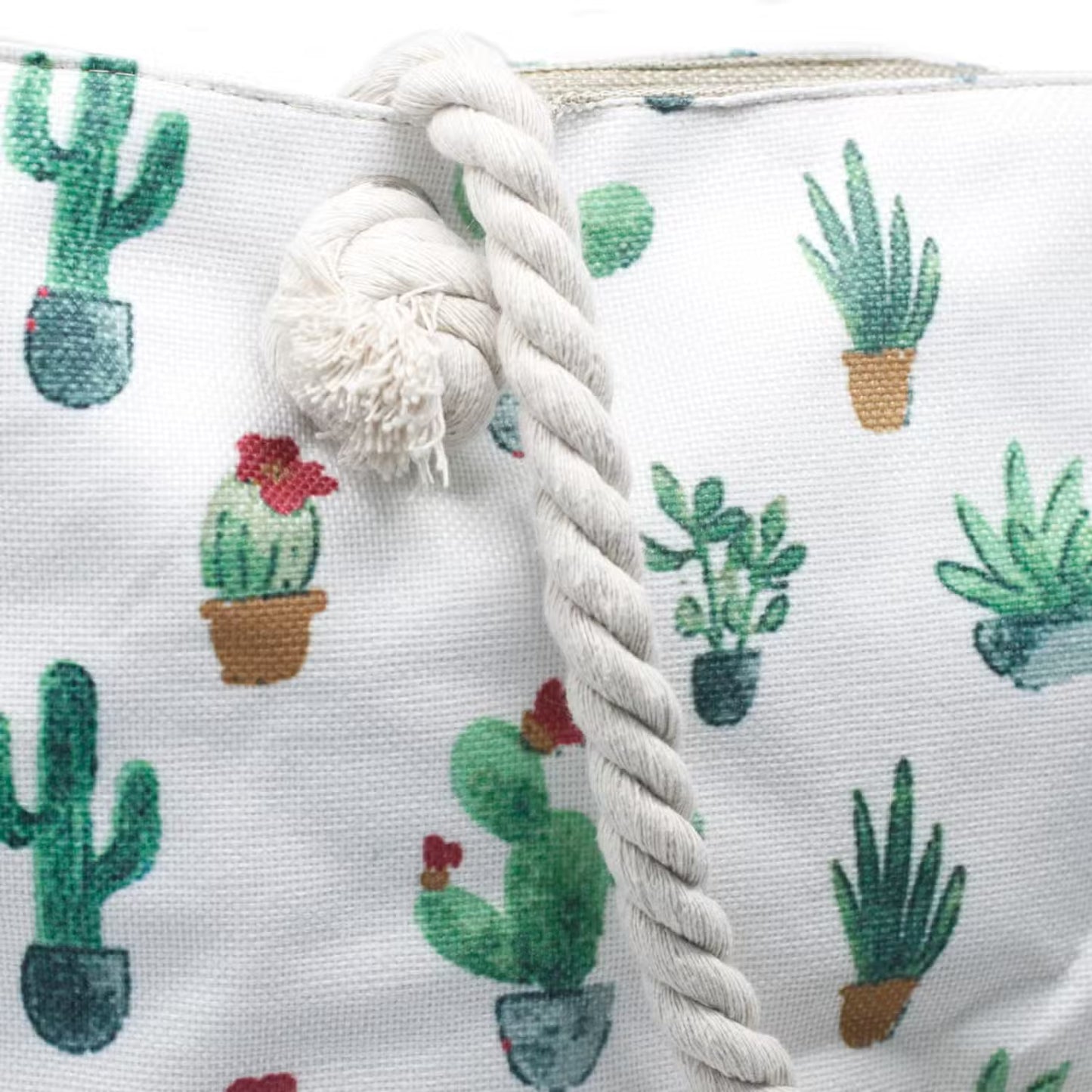 Classic Rope Handled Beach Bag - Mini Cactus