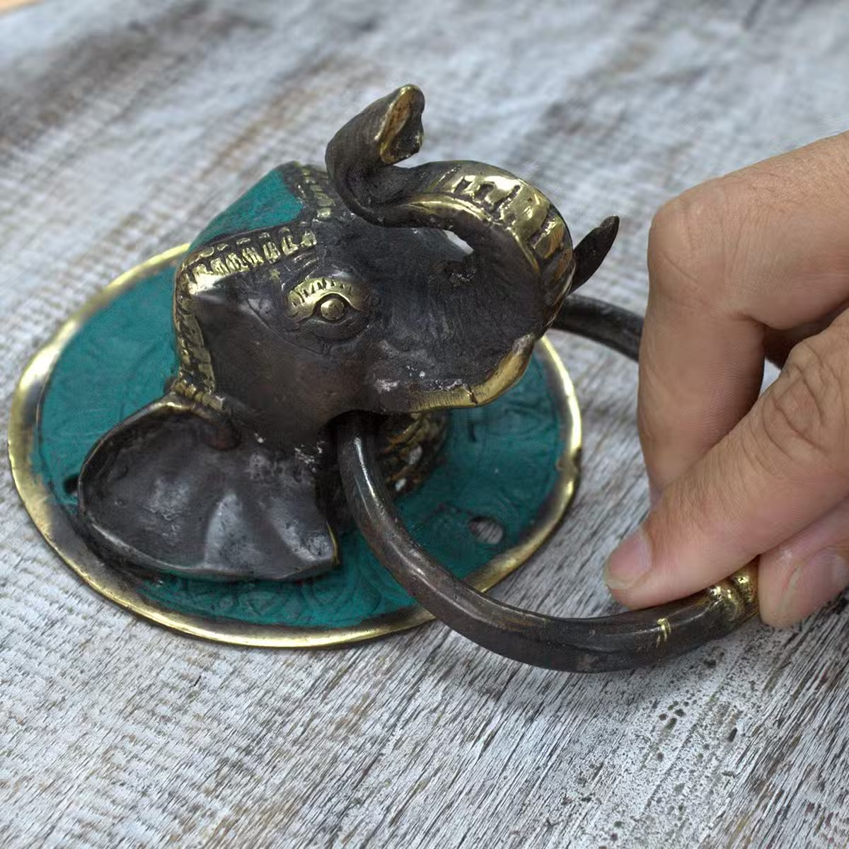 Animal Brass Door Knocker - Elephants Head