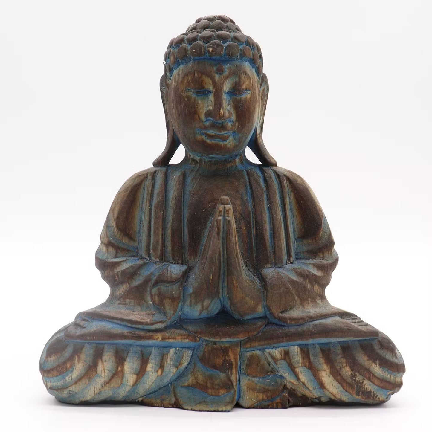Albasia Wooden Eco-Friendly Buddha Feng Shui Set - Flower Mandala - Blue