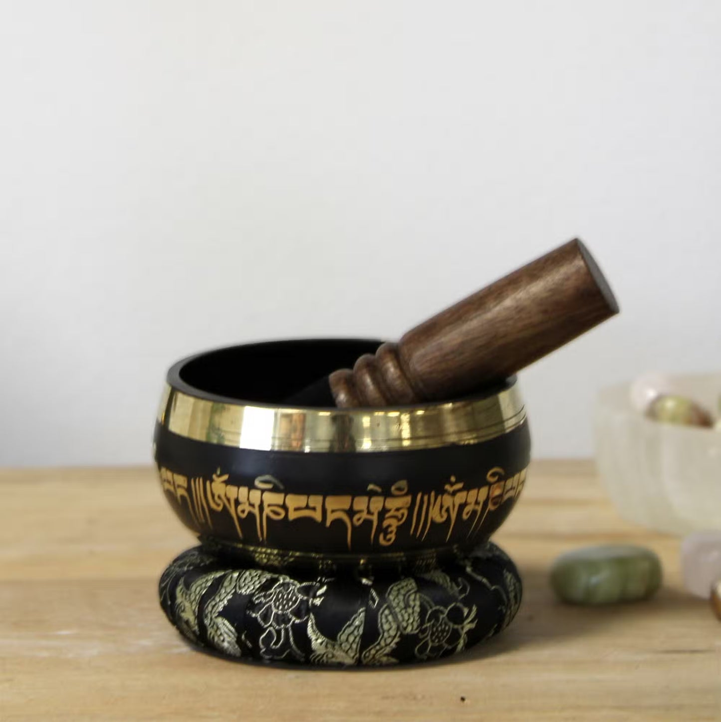 9cm Authentic Brass Singing Bowl Set - Lotus Flower