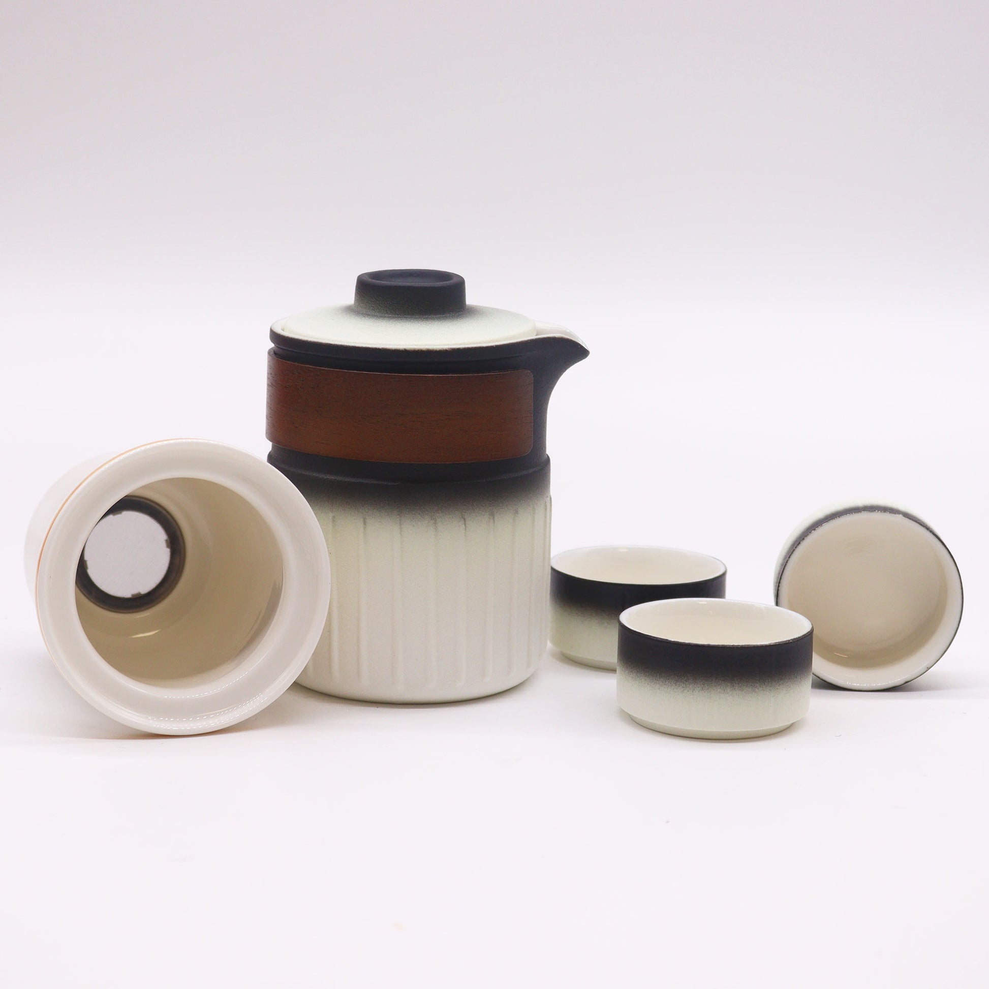 350ml Ceramic Teapot with an Infuser and a 3 Matching Cup Set