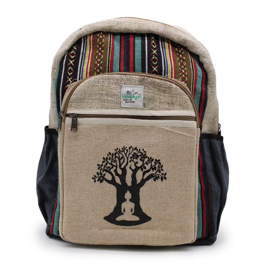 Eco-Friendly Hemp and Cotton Backpack - Bohdi Tree / Random Colour / Large