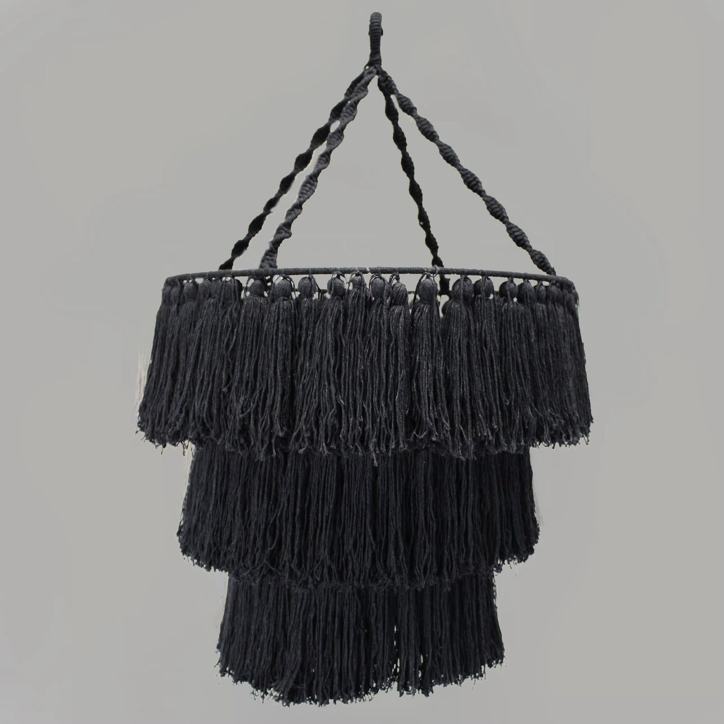 Handcrafted Macrame Soft Cotton Chandelier - Black