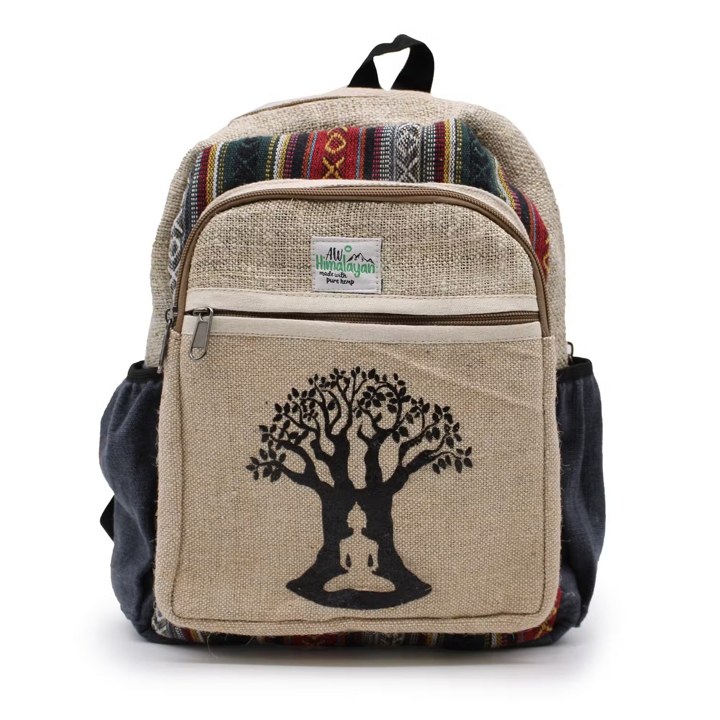 Eco-Friendly Hemp and Cotton Backpack - Bohdi Tree / Random Colour / Small