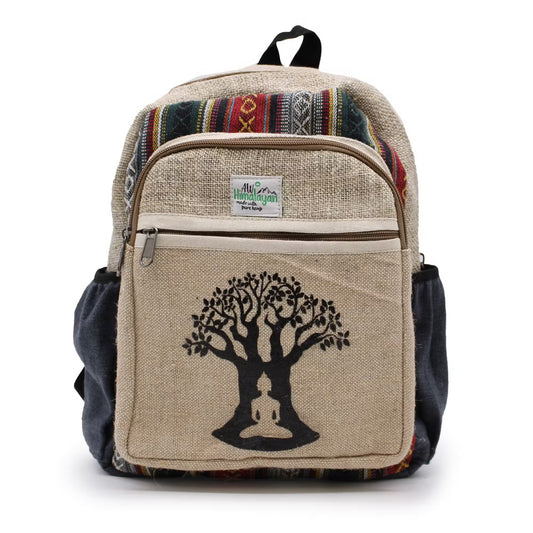 Eco-Friendly Hemp and Cotton Backpack - Bohdi Tree / Random Colour / Small