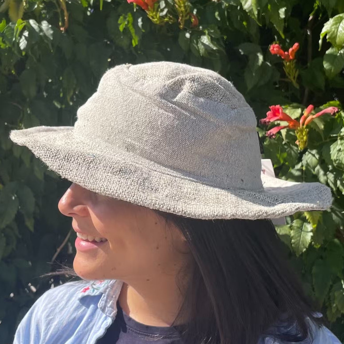 Eco-Friendly Hemp and Cotton Patch and Wired Unisex Boho Festival Hat - Natural