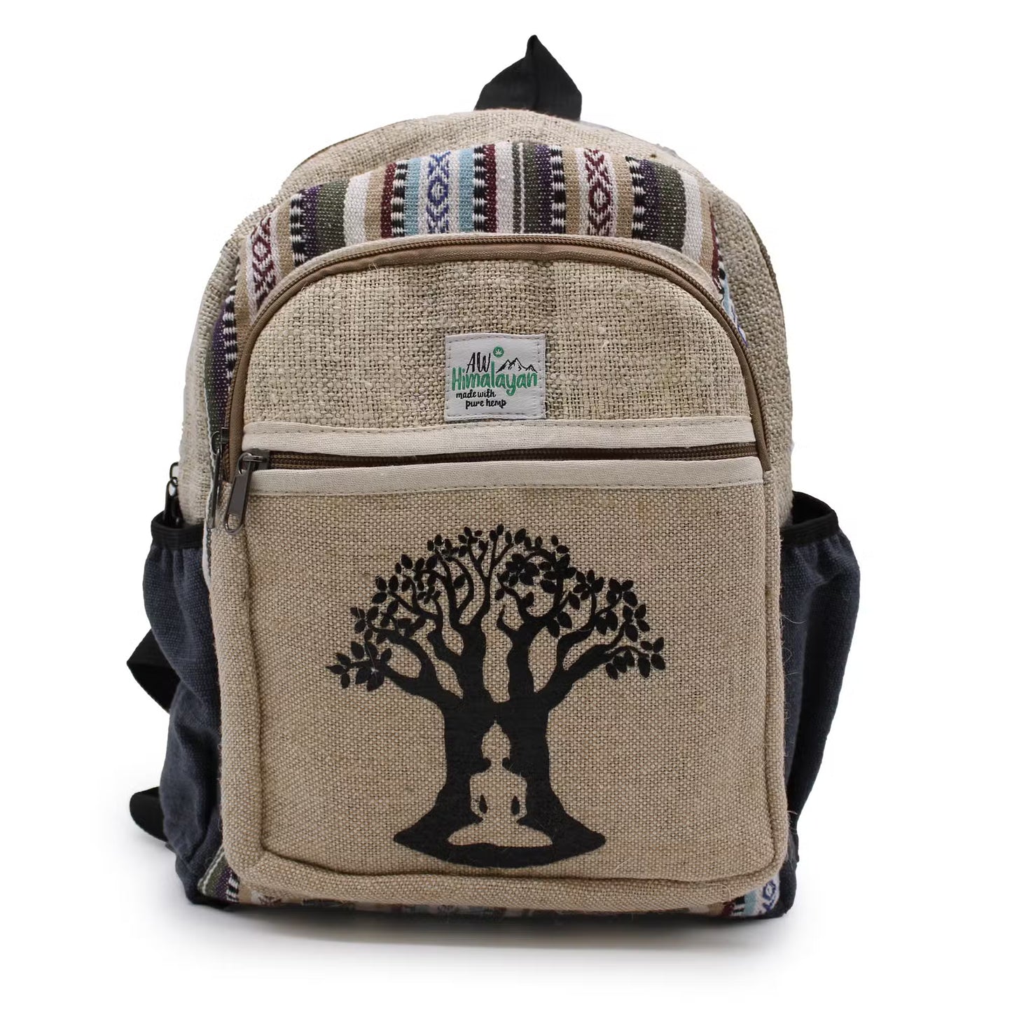 Eco-Friendly Hemp and Cotton Backpack - Bohdi Tree / Random Colour / Small