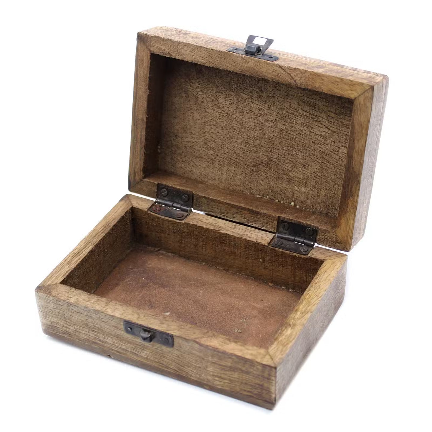 Hand Carved Mango Wood Vintage Style Keepsake Box  - Large / Whitewash / Aztec Design