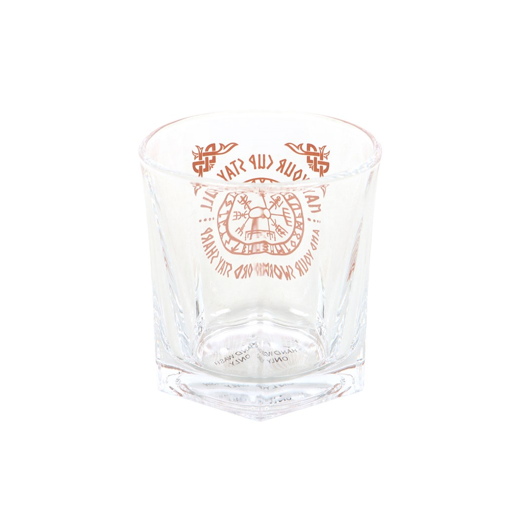 Viking Compass Lowball Drinking Glass with Coaster