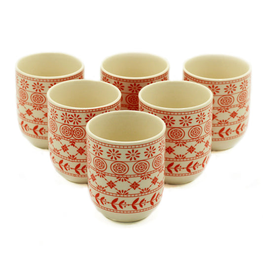 6 Ceramic Amber Herbal Tea Cups