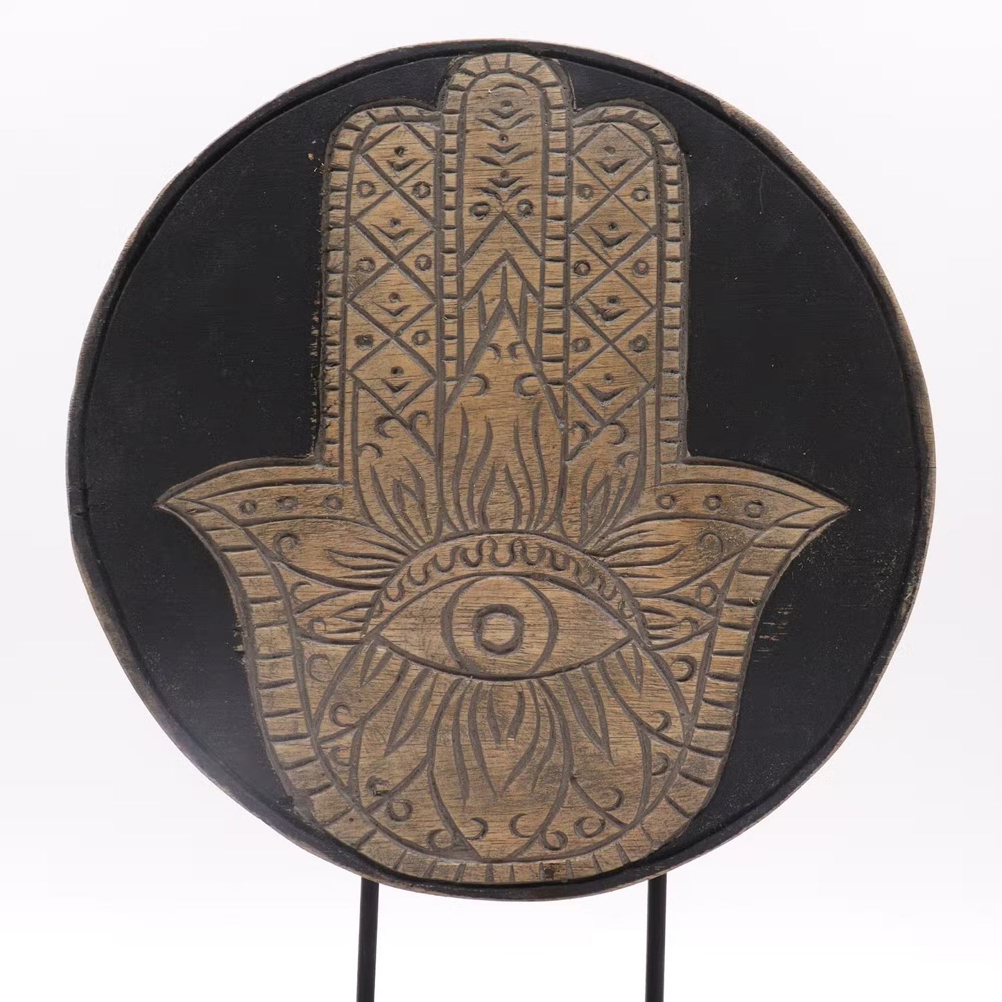 Albasia Wooden Eco-Friendly Buddha Feng Shui Set - Hamsa - Grey