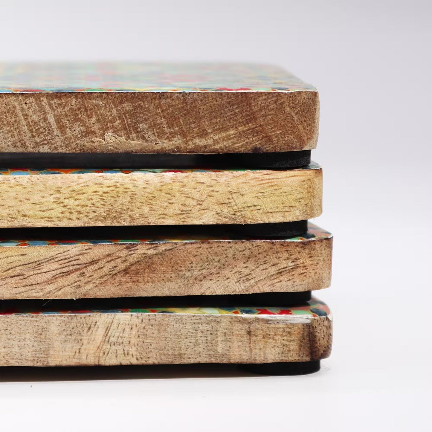 Mango Wood Coasters Set of 4 - Mediterranean Tile