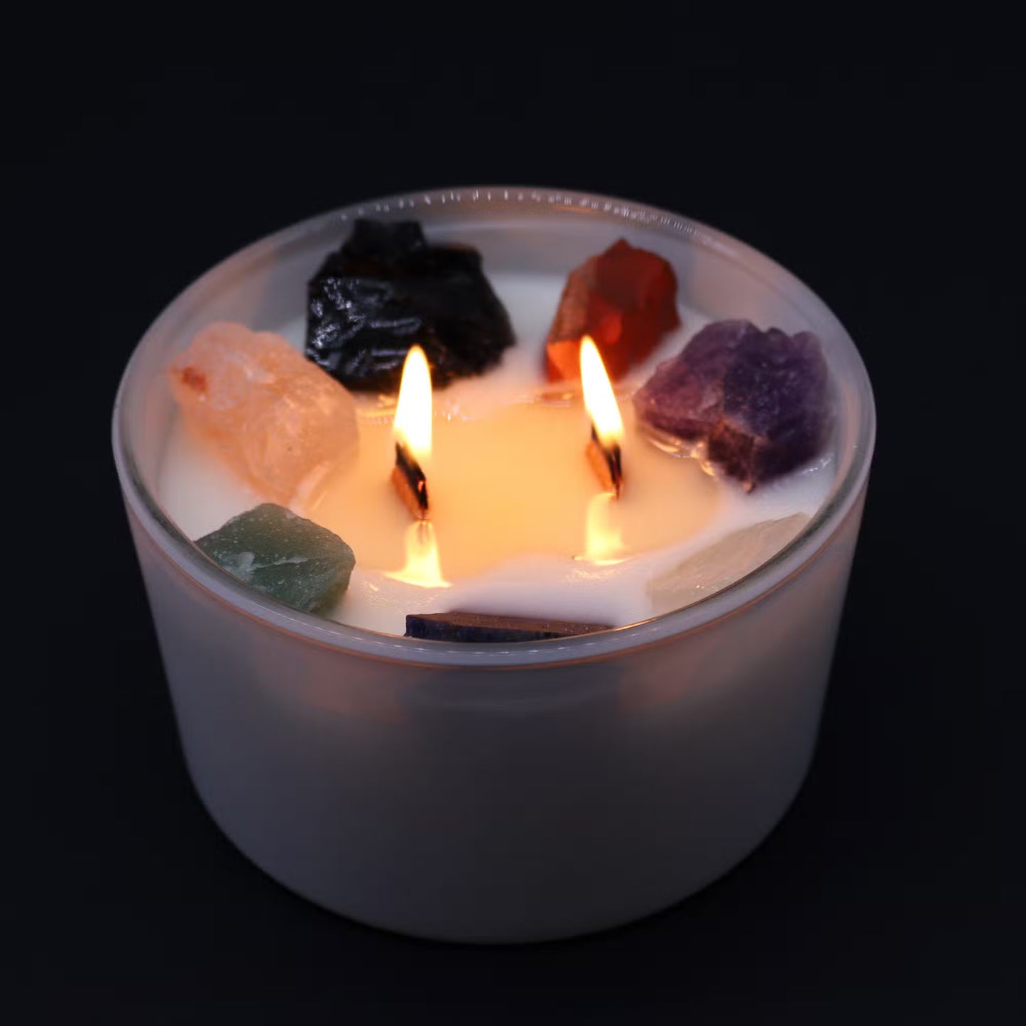 Scented Chakra Crystal and Eco-Friendly Soy Wax Candle - Seven Chakra / Large