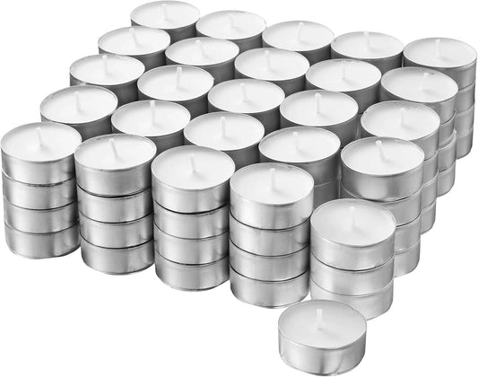100 x Unscented Tea-Lights product packaging on clean background from Quintessential Holistic Health Ltd