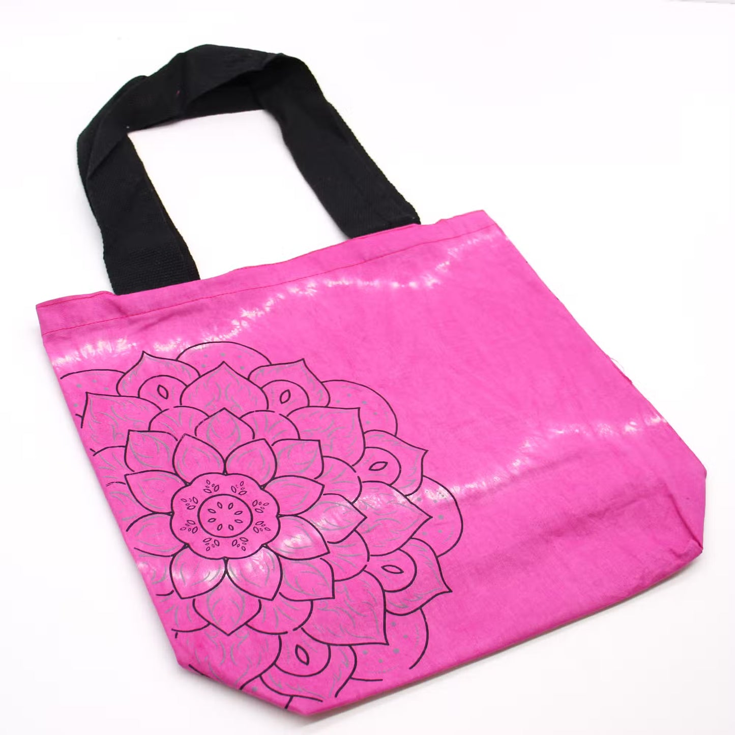 Tie-Dyed Cotton Tote Bag - Mandala / Pink