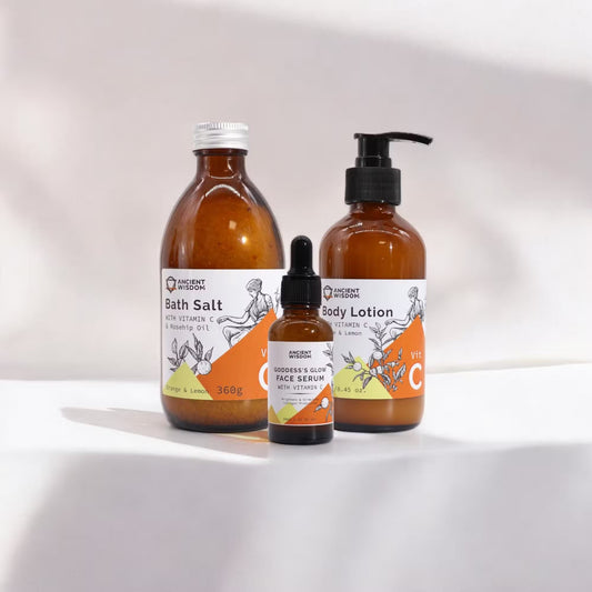 Vitamin C Skincare Gift Set - Goddess's Glow Ritual, image 1 showing bottles from Quintessential Holistic Health.