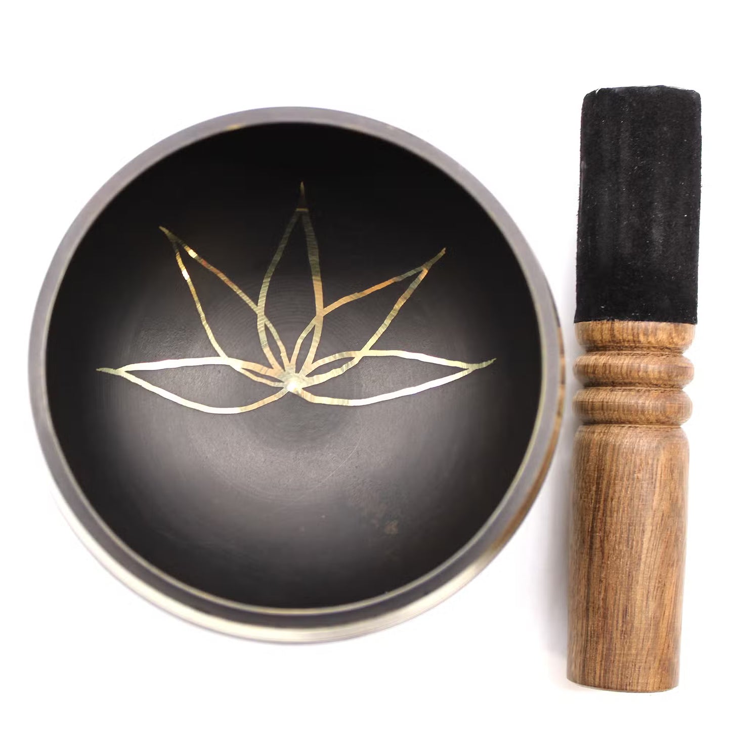 9cm Authentic Brass Singing Bowl Set - Lotus Flower