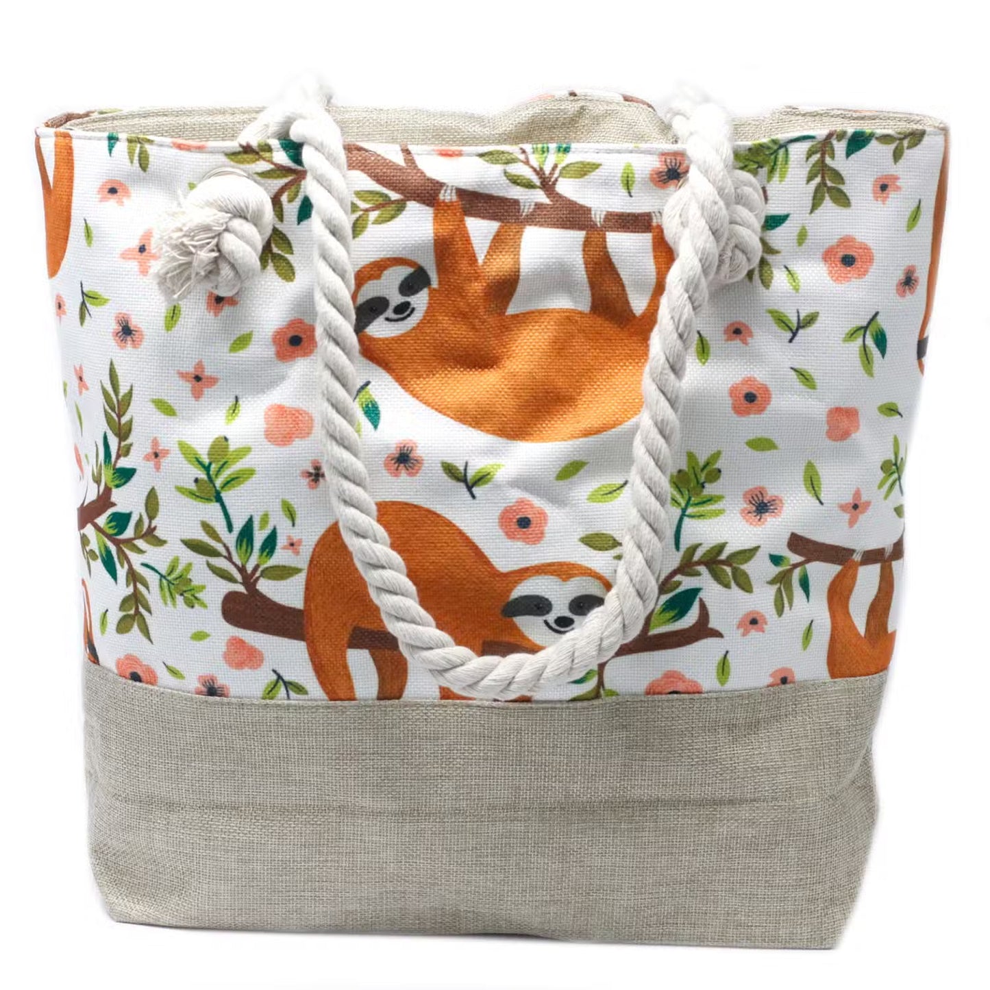 Classic Rope Handled Beach Bag - Sloths