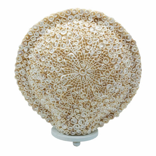 Handcrafted LED Boho Seashell Lamp - Extra Large / Decorative / Round product packaging on clean background from Quintessential Holistic Health Ltd