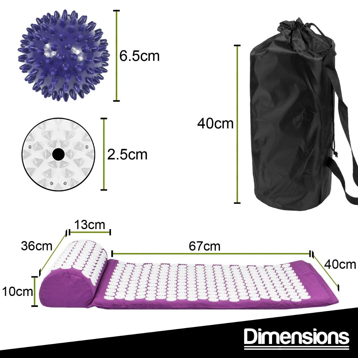 Acupressure Mat, Pillow and Ball Set