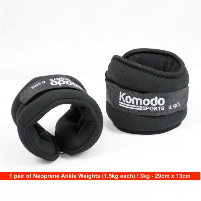 Neoprene Ankle Weights 1kg / 2kg or 3kg product packaging on clean background from Quintessential Holistic Health Ltd