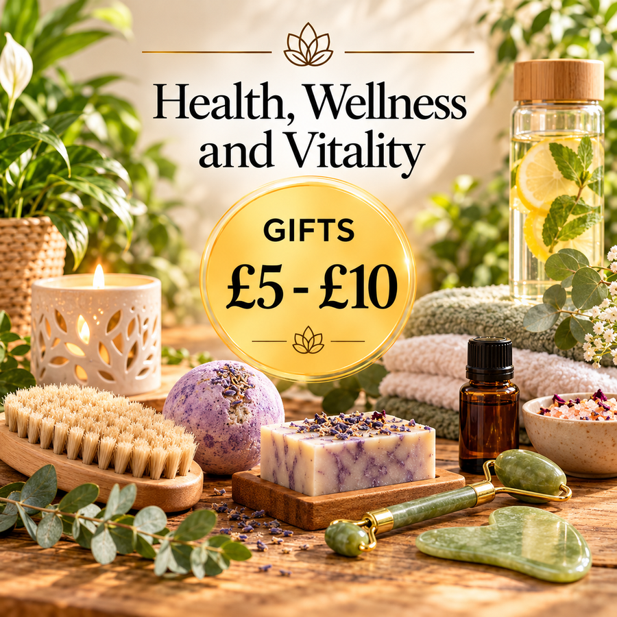 Health, Wellness and Vitality £5 - £10 by Quintessential Holistic Health. Featuring skincare, bath and body products, natural soaps, massage brushes and self-care accessories.