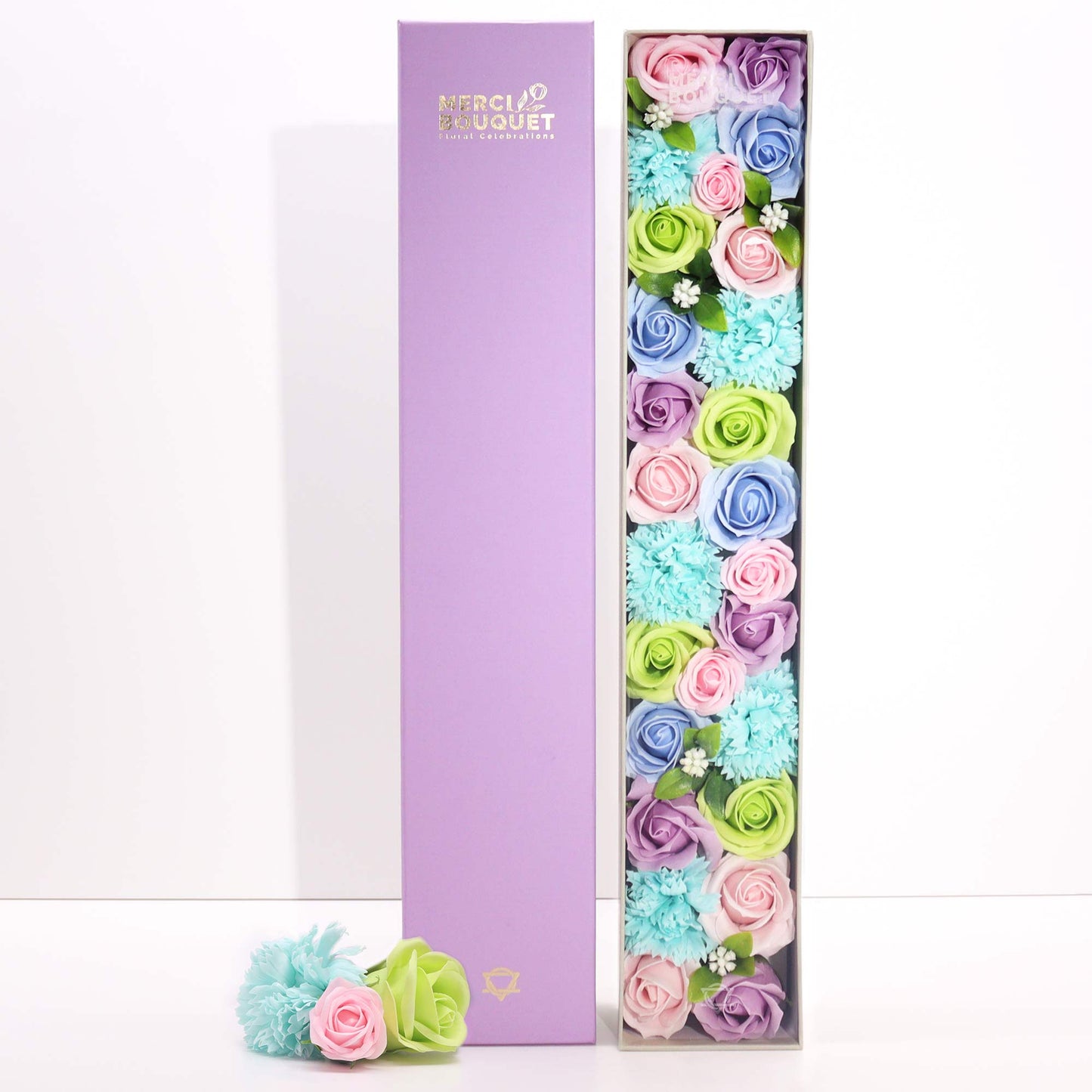 Extra Long Box Flower Shaped Soap Gift Boxes - Blues Collection