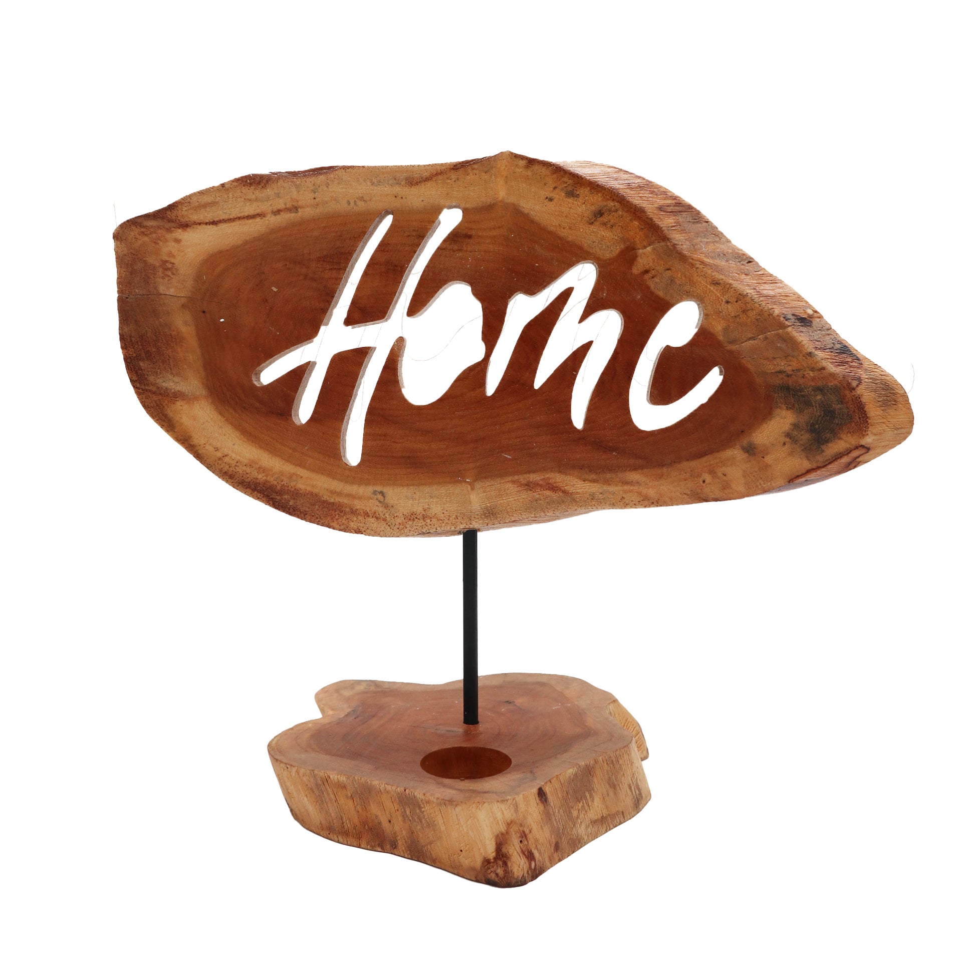 Home Cut out of a  Handmade Wooden Tea Light Candle Holder Sign
