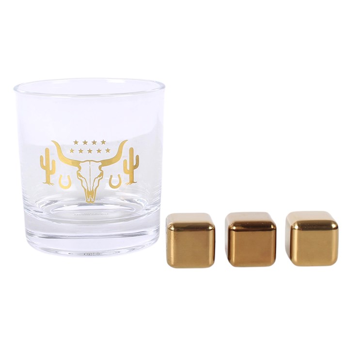 Western Drinking Glass and Cooling Stone Set